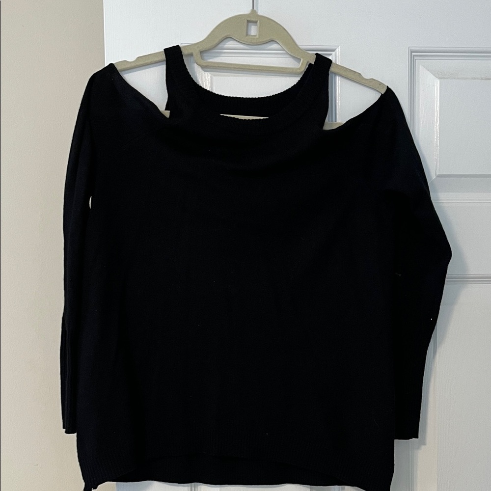 Ramy Brook Black Off-Shoulder Cutout Sweater